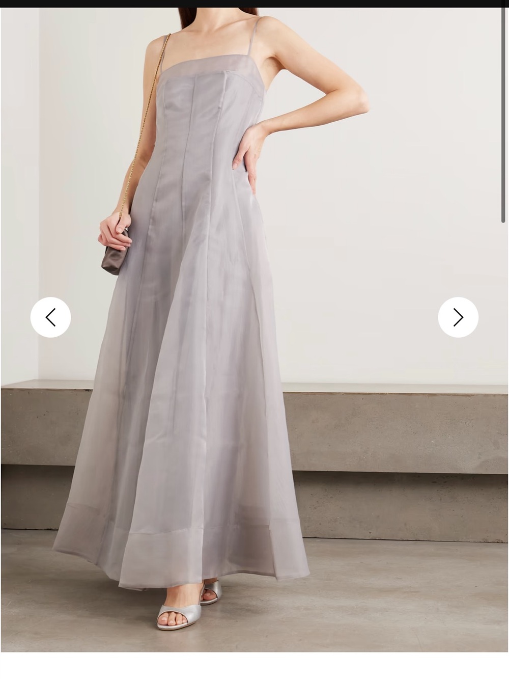 STAUD Strapless Gray Maxi Dress with Flowing A-Line Silhouette, NWT - Picture 2 of 3